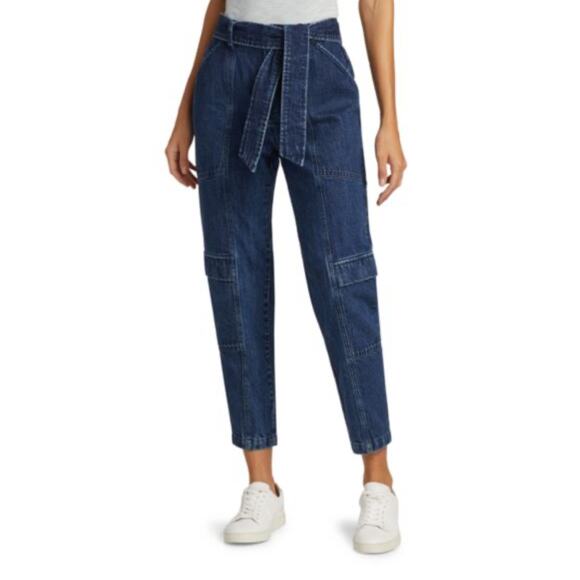 J Brand New! Athena Utility Tie Waist Jeans Blue Dark Wash Casual Stretch 26 - Picture 1 of 16
